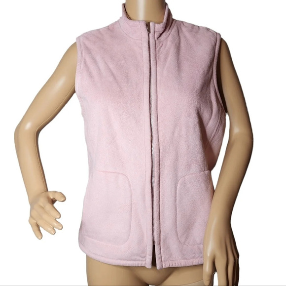 Evan Picone pink soft faux fur zip up vest w/pockets. - Picture 3 of 15